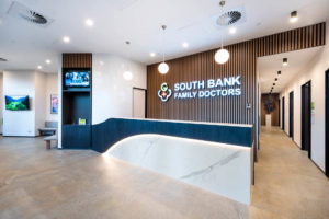 South Bank Family Doctors — Marble Stone Reception Desk Design in Brisbane by Consilo