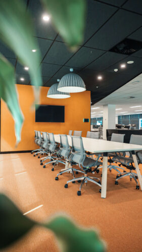 Artistic lighting in a modern office environment